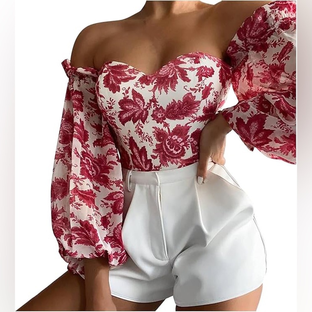 Off Shoulder Party Vacation Top Floral